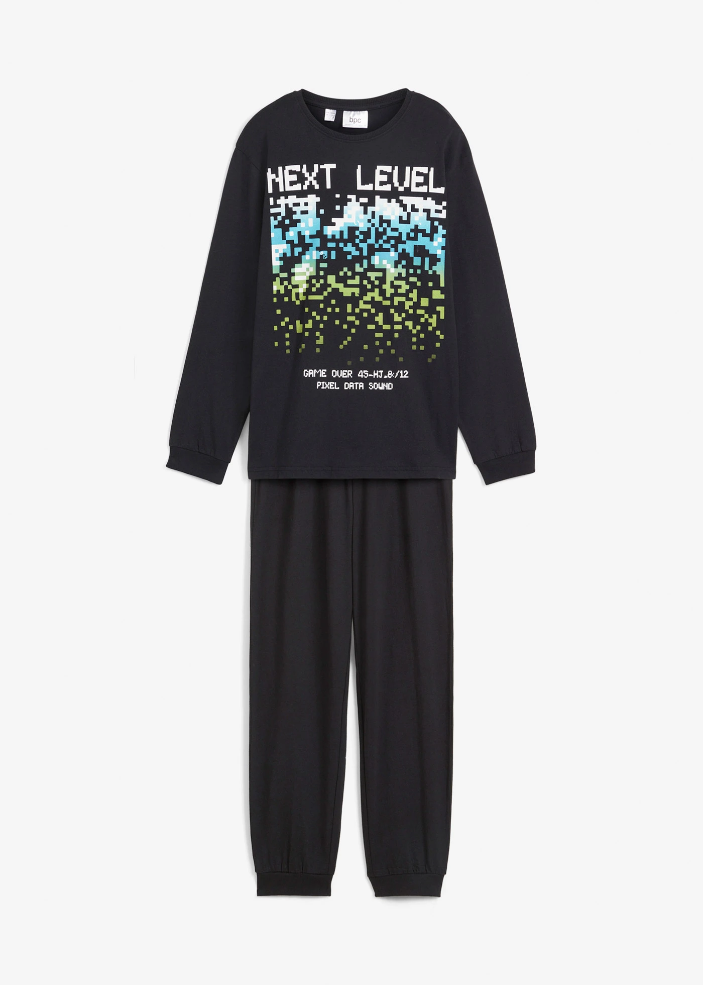 Pizsama tiszta pamutból (2-részes szett) • fekete + mintás • bonprix áruház