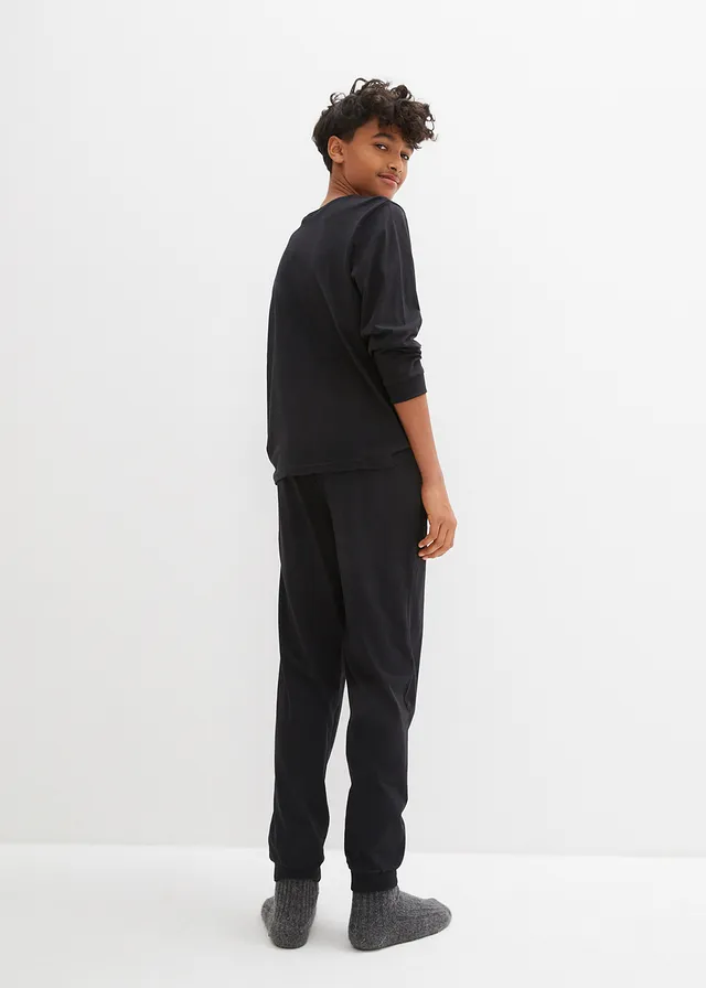 Pyjama 100% coton (ens. 2 pces), Couleur: noir imprimé