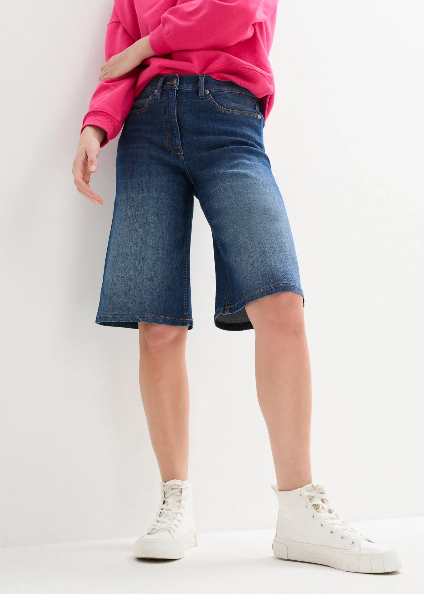 Džínové bermudy, High Waist, pohodlný pas • nočně modrý denim • bonprix obchod