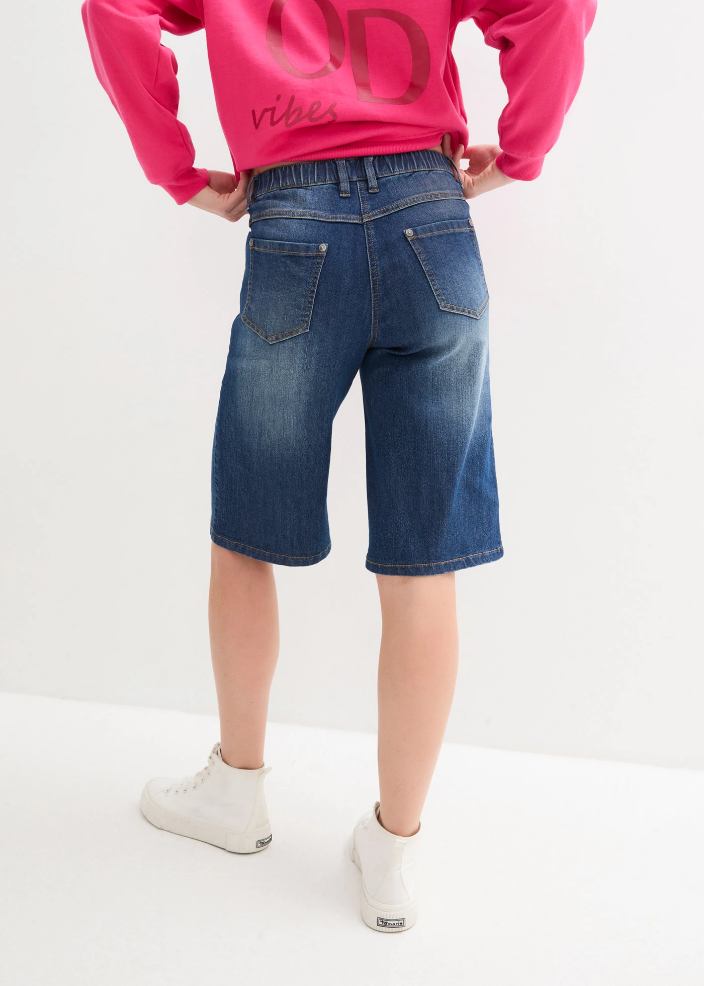 Džínové bermudy, High Waist, pohodlný pas • nočně modrý denim • bonprix obchod