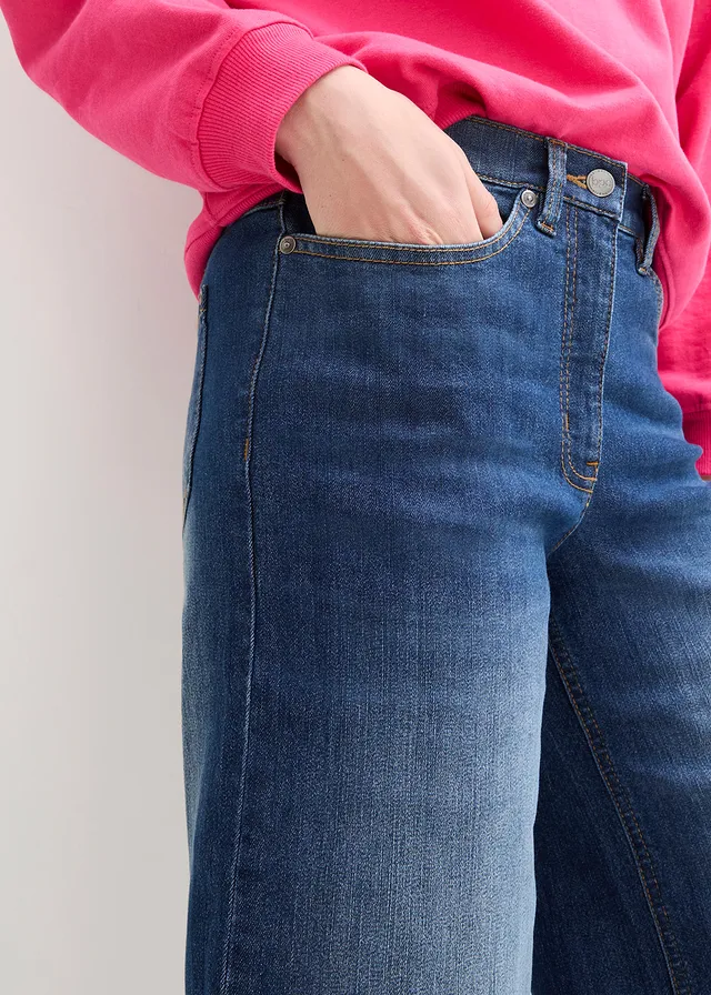 High waist stretch jeans, straight • nachtblauw denim • product-page.page-title-suffix