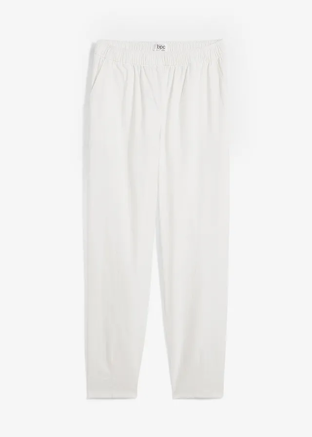 Pantaloni din amestec de in și bumbac, High Waist