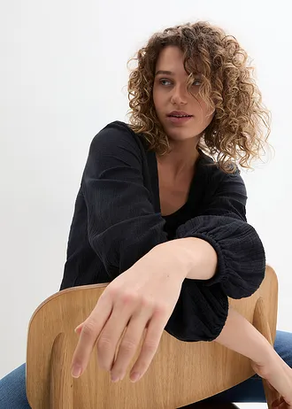 Boléro en gaze de coton • noir • Boutique bonprix