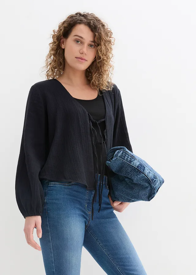 Bolero van mousseline • zwart • product-page.page-title-suffix