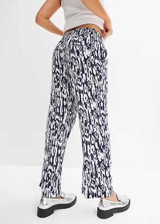 Belebújós nadrág puha viszkózból • sötétkék/gyapjúfehér mintás • bonprix áruház