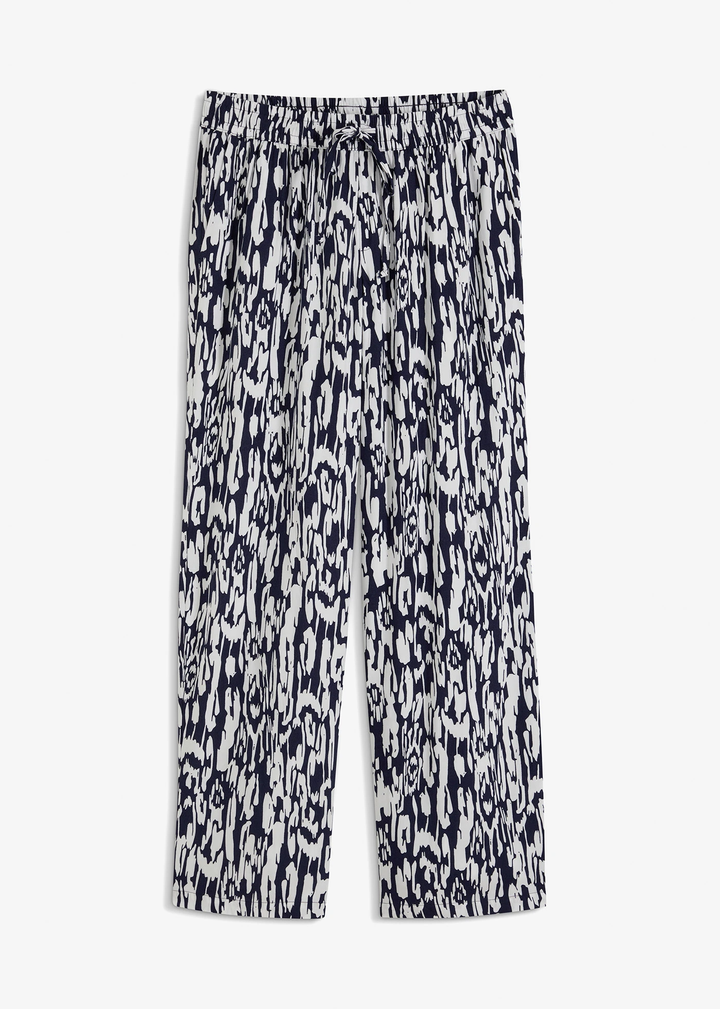 Belebújós nadrág puha viszkózból • sötétkék/gyapjúfehér mintás • bonprix áruház