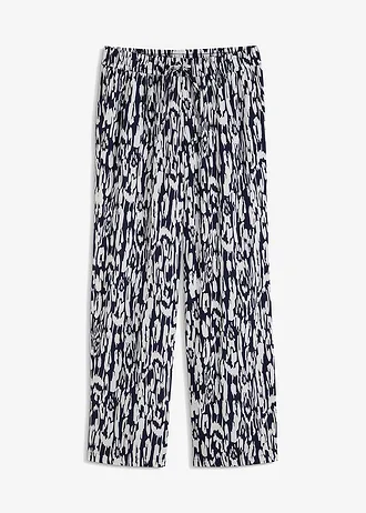 Belebújós nadrág puha viszkózból • sötétkék/gyapjúfehér mintás • bonprix áruház