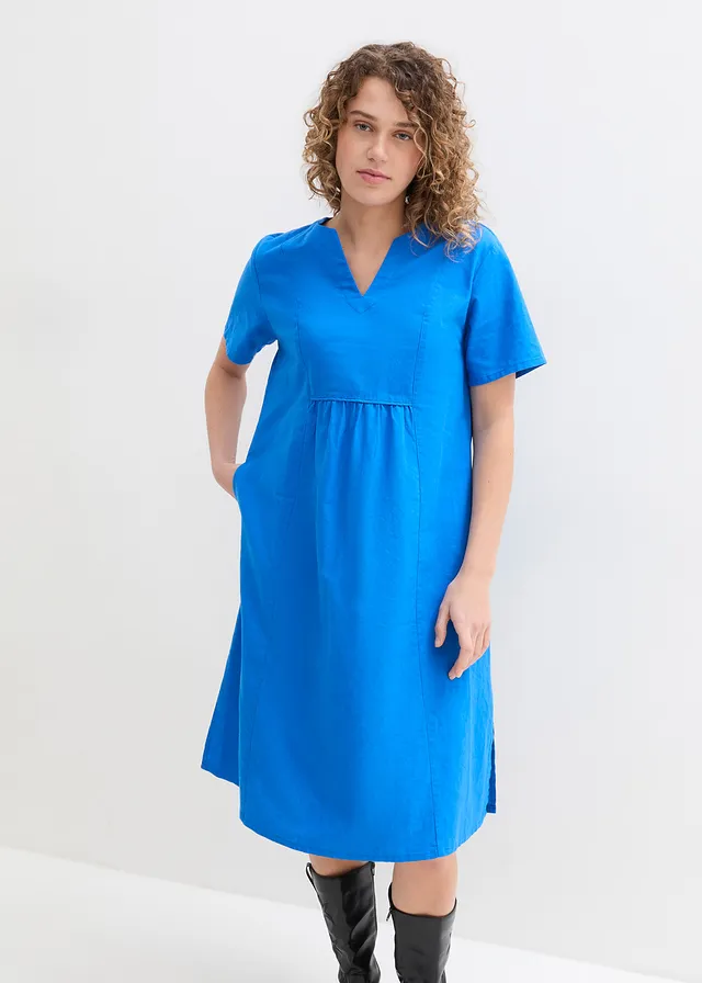 Robe-tunique à poches en lin et coton • bleu azur • product-page.page-title-suffix