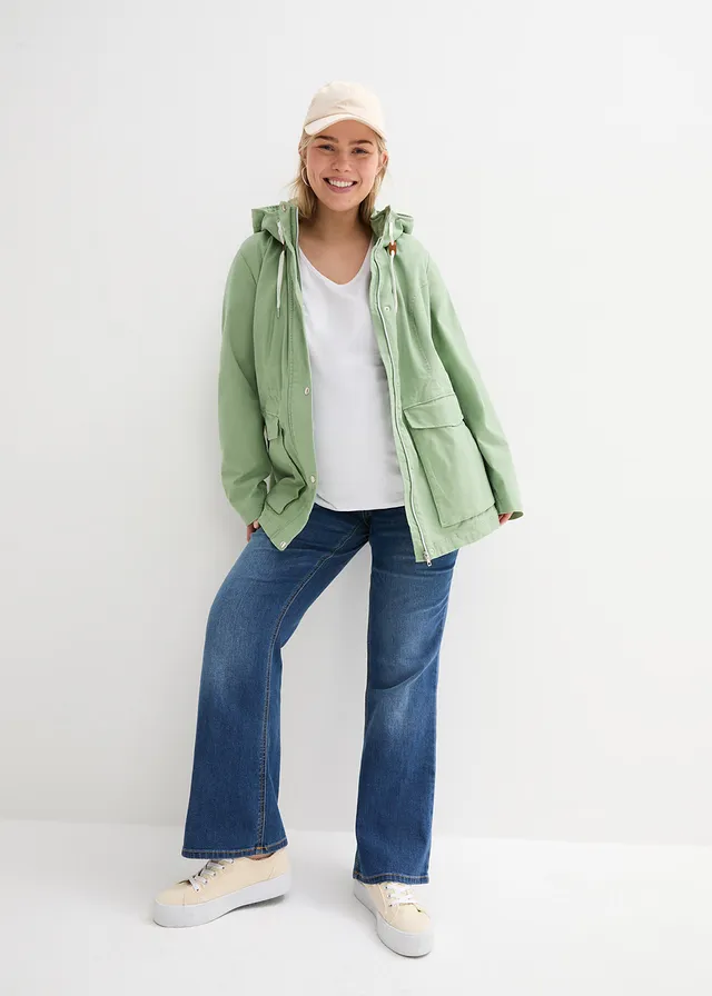 Veste de grossesse 3en1 avec empiècement de portage, Couleur: vert mousse/blanc