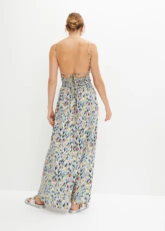 Dlouhé šaty • přírodní bílo-modro-světle žlutá s potiskem • bonprix obchod