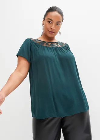 Halenka z čisté viskózy, barva: tmavě zelená