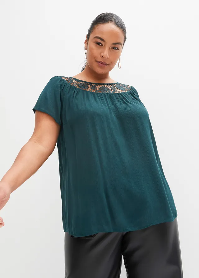 Blouse 100% viscose, Couleur: vert profond