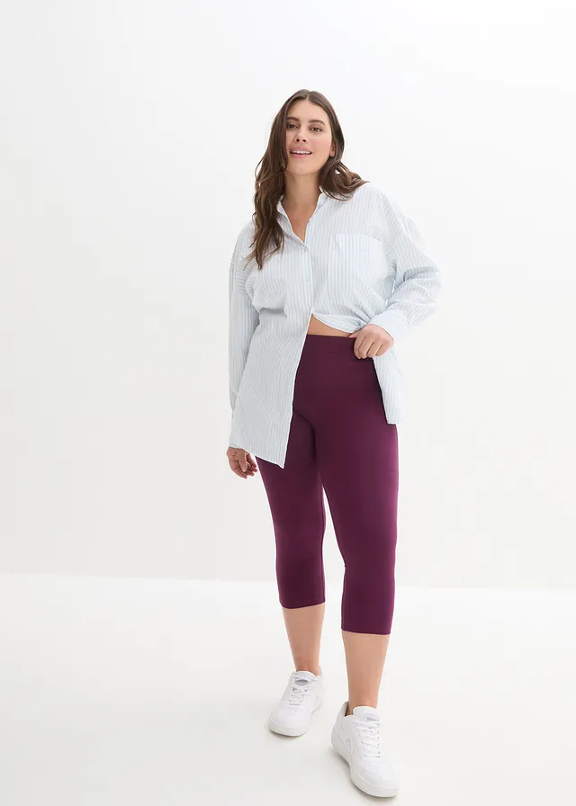 Capri legging met comfortband, Kleur: vlierbes