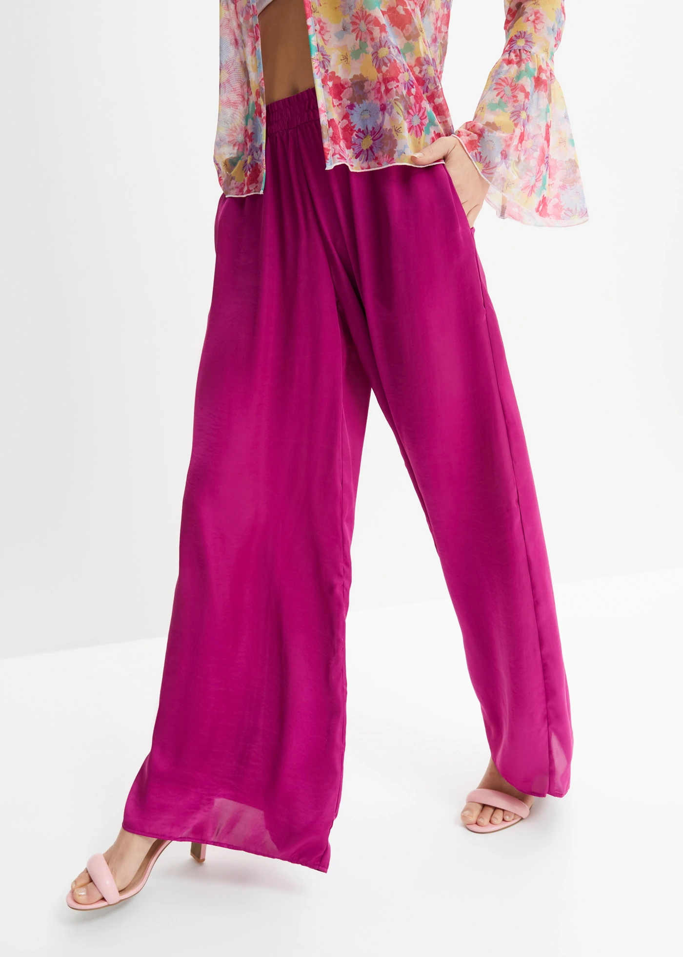 Soepelvallende broek met wijde pijpen • violetorchidee • bonprix online shop