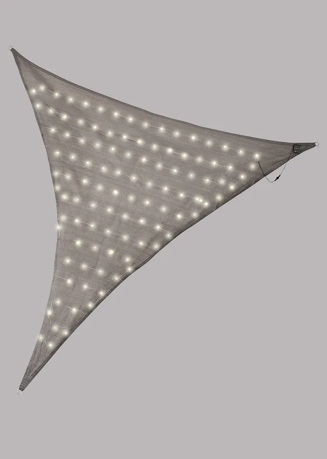Voile d’ombrage LED solaire, Couleur: gris clair