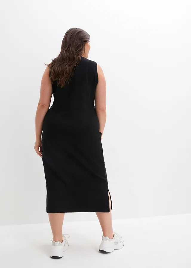 Robe en jersey coton extensible, Couleur: noir