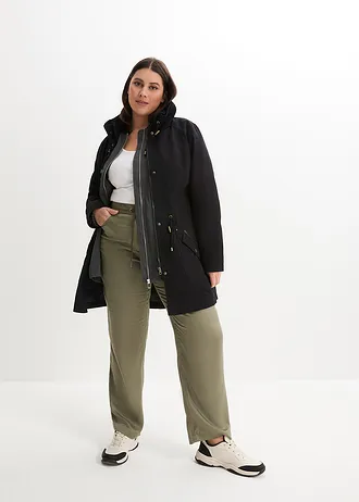 Krátka parka bunda so stojačikom, vypasovaná, farba: čierna