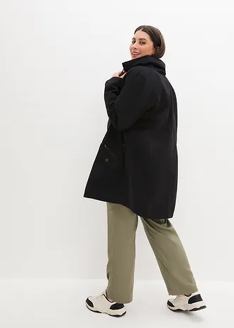 Krátka parka bunda so stojačikom, vypasovaná, farba: čierna