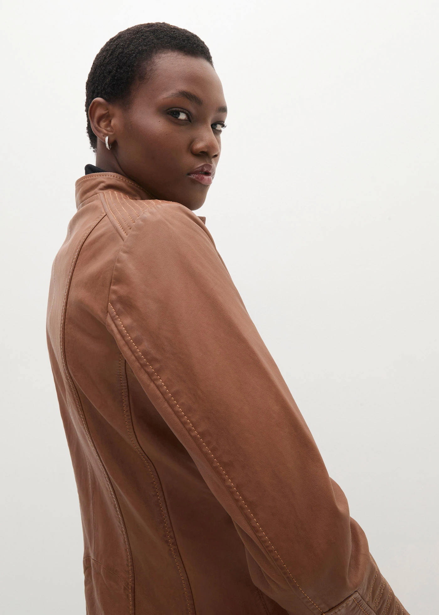 Veste en cuir nappa d’agneau • cognac • Boutique bonprix