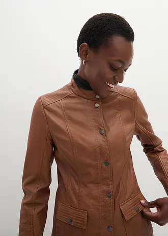 Veste en cuir nappa d’agneau • cognac • Boutique bonprix