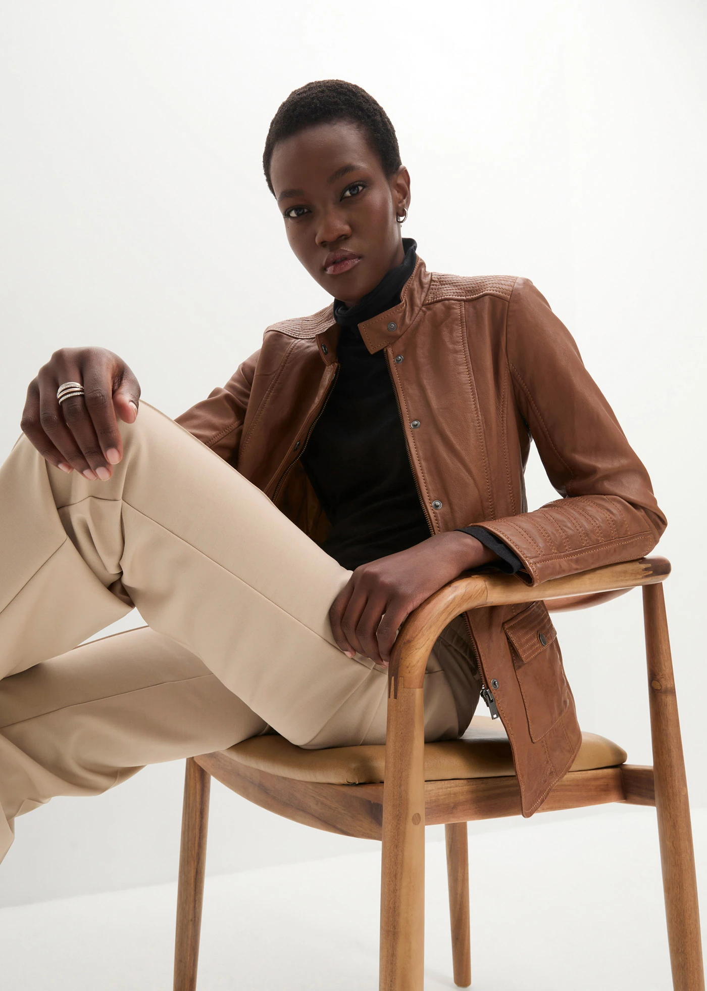 Veste en cuir nappa d’agneau • cognac • Boutique bonprix