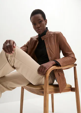 Leren jas van lamsnappa • cognac • bonprix online shop