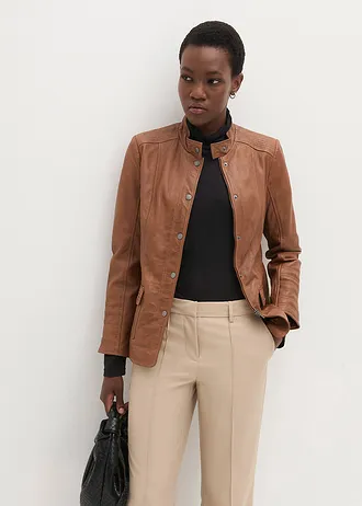 Leren jas van lamsnappa, Kleur: cognac