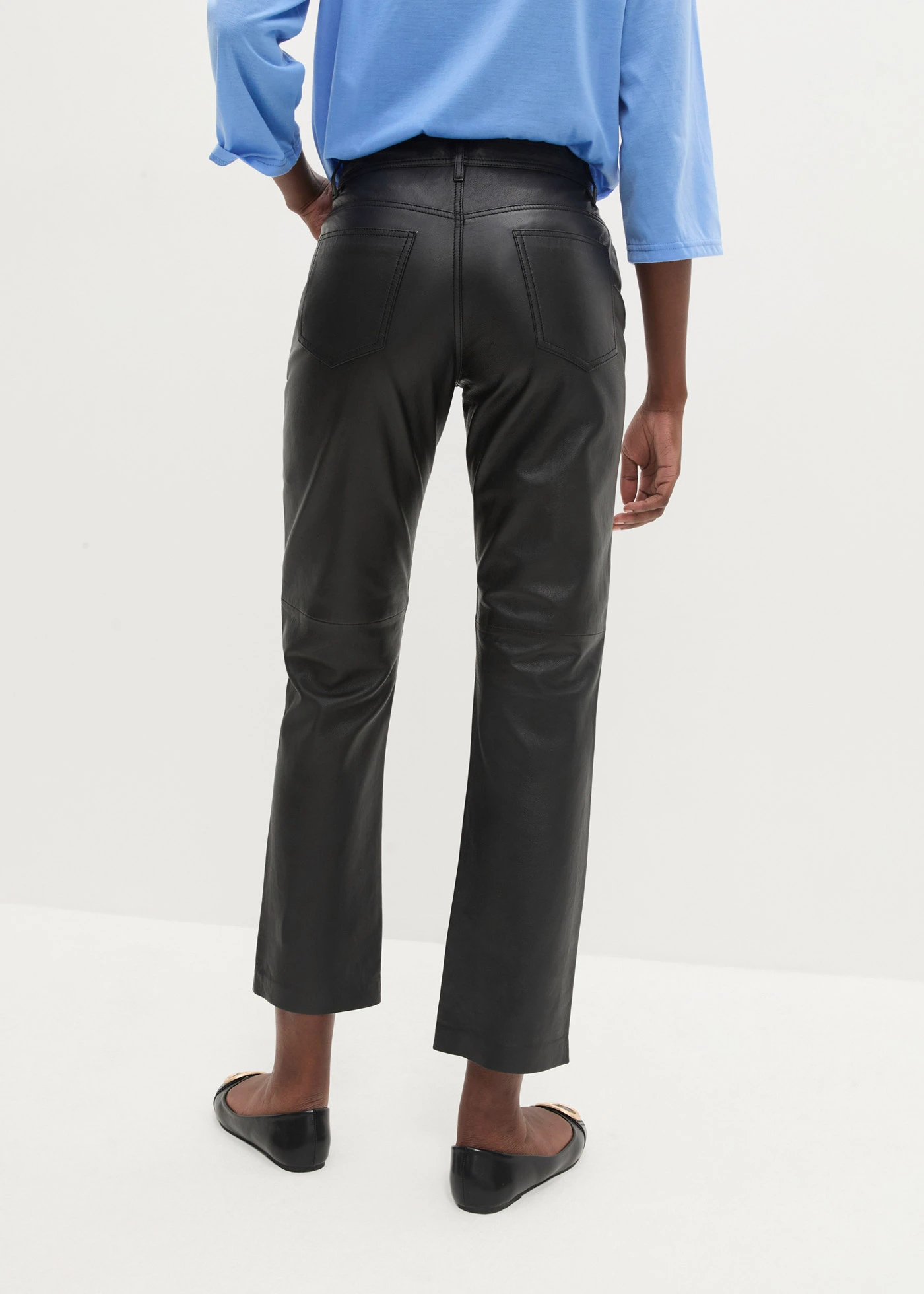 Pantalon en cuir d’agneau nappa • noir • Boutique bonprix