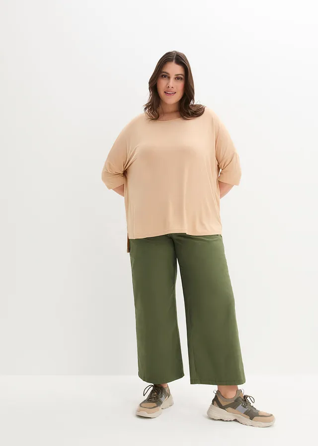 T-shirt boxy en viscose extensible, Couleur: latte macchiato