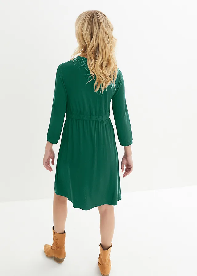 Robe de grossesse et d'allaitement avec col, Couleur: vert foncé