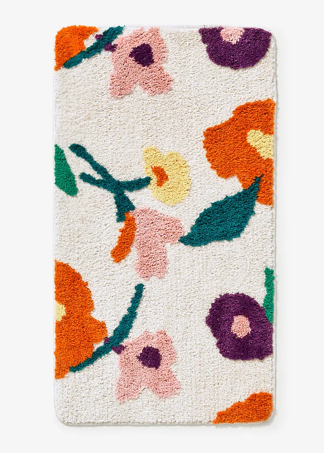 Getufte badmat met kleurrijke bloemen, Kleur: meerkleurig