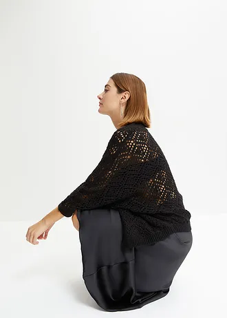 Gilet en maille ajourée • noir • Boutique bonprix