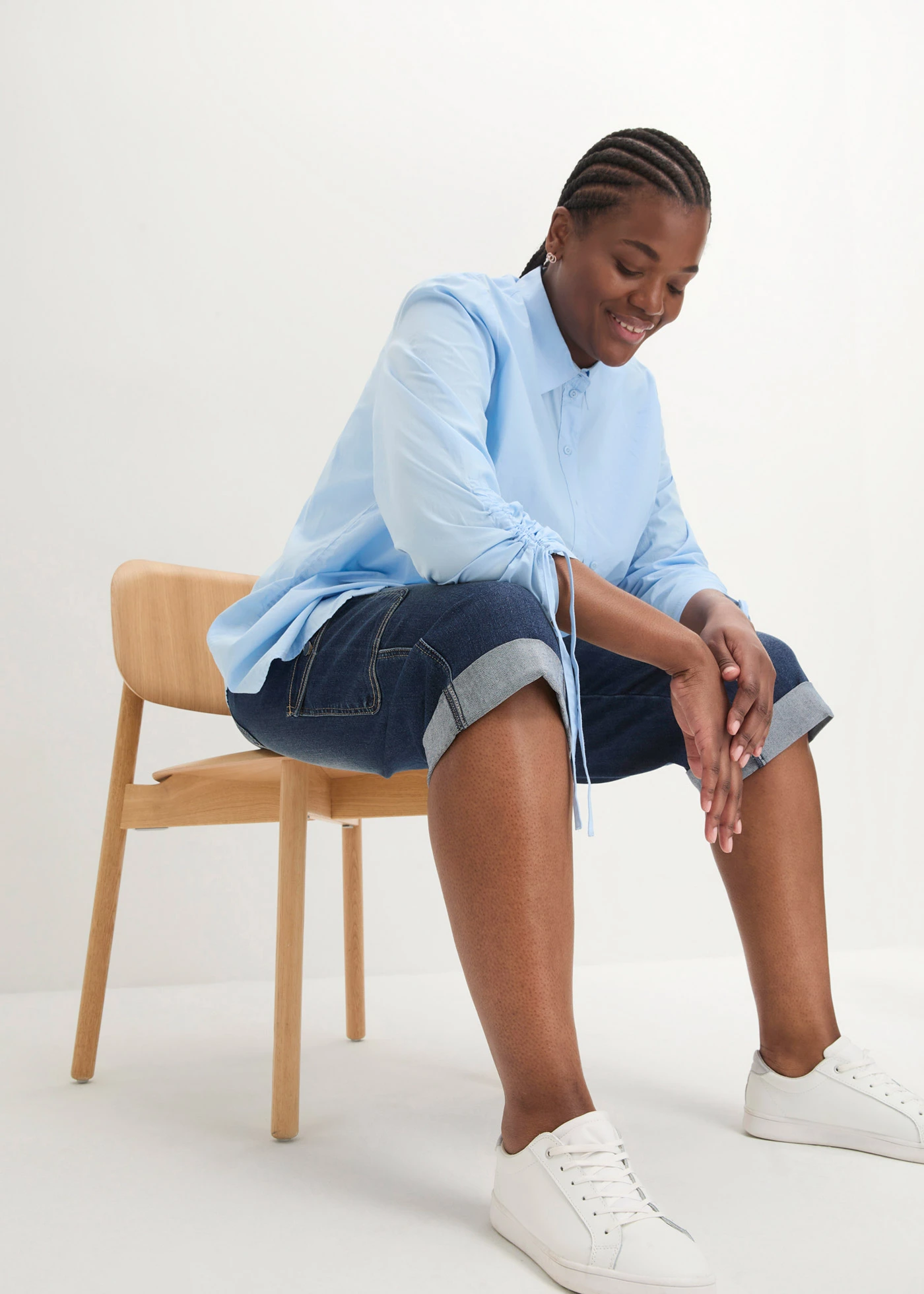 Stretch cargo jeans, mid waist • donkerblauw denim plus size • bonprix online shop