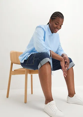 Stretch cargo jeans, mid waist • donkerblauw denim plus size • bonprix online shop