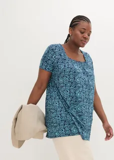 Tuniek, korte mouw, Kleur: aqua-donkerblauw paisleyprint