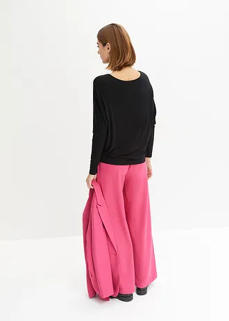 Longsleeve in een zachte viscosemix, Kleur: zwart