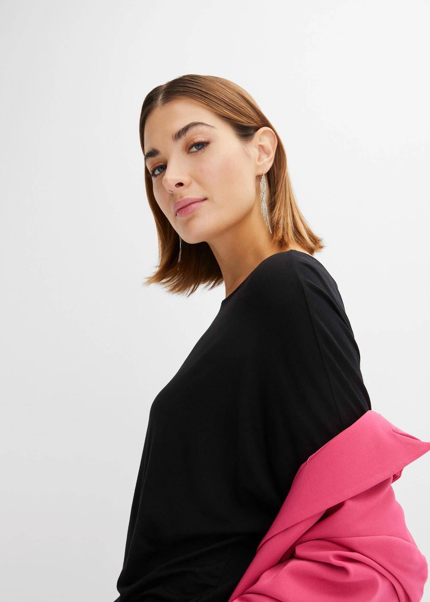 Tričko s dlouhým rukávem z měkké směsi s viskózou • černá • bonprix obchod