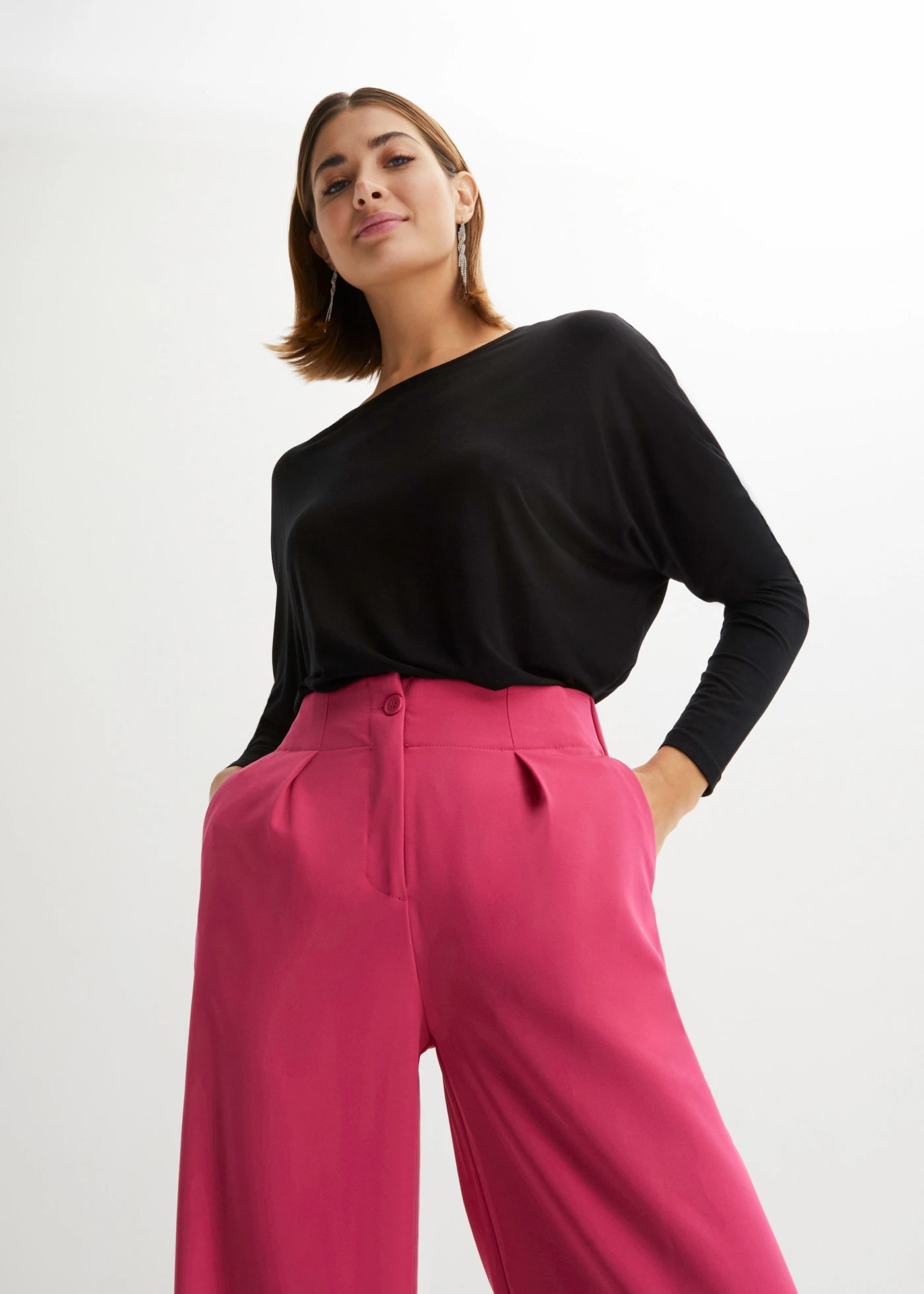 Tričko s dlouhým rukávem z měkké směsi s viskózou • černá • bonprix obchod