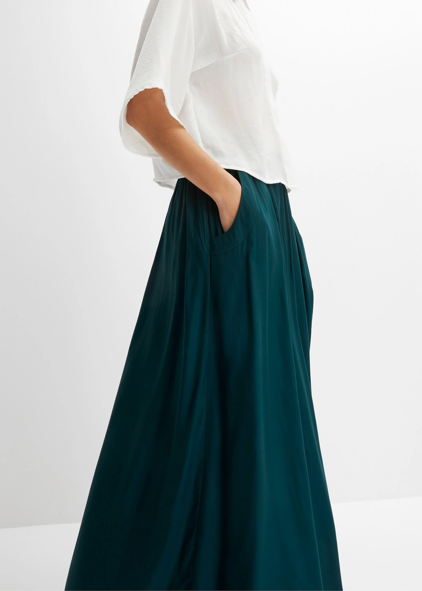 Fustă maxi cu curea (set/ 2 piese) • verde profund • magazin bonprix