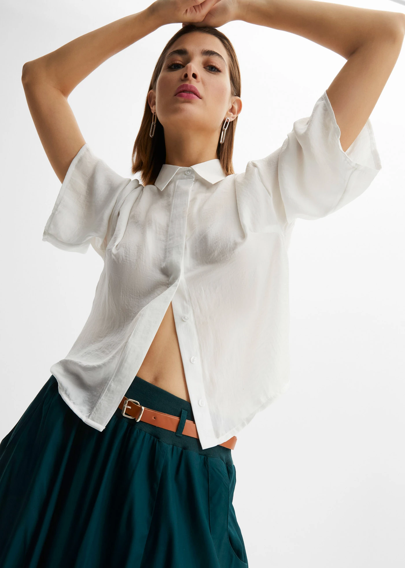 Fustă maxi cu curea (set/ 2 piese) • verde profund • magazin bonprix