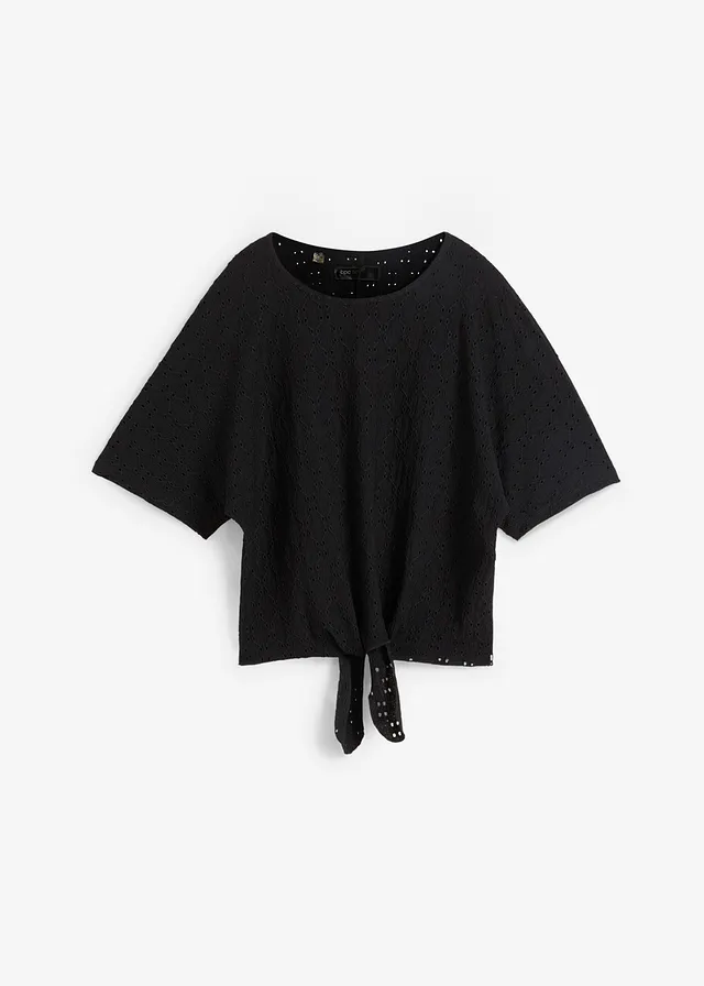 T-shirt manches chauve-souris avec broderie anglaise