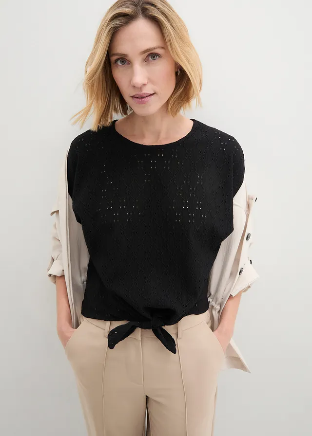 T-shirt manches chauve-souris avec broderie anglaise • noir • product-page.page-title-suffix