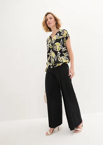 Tuniek met tunnelkoord • zwart/groen gedessineerd • bonprix online shop