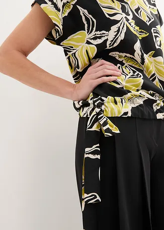 Tuniek met tunnelkoord • zwart/groen gedessineerd • bonprix online shop