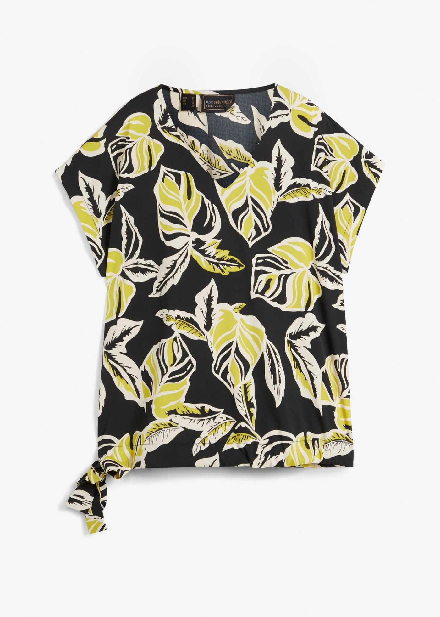 Tuniek met tunnelkoord • zwart/groen gedessineerd • bonprix online shop