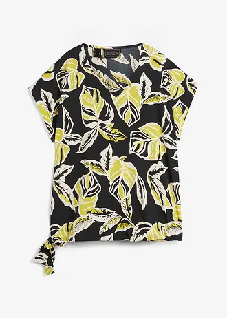 Tuniek met tunnelkoord • zwart/groen gedessineerd • bonprix online shop