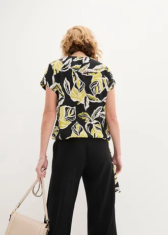 Tuniek met tunnelkoord • zwart/groen gedessineerd • bonprix online shop