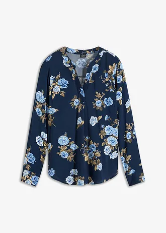 Blouse-tunique, Couleur: bleu foncé-bleu floral