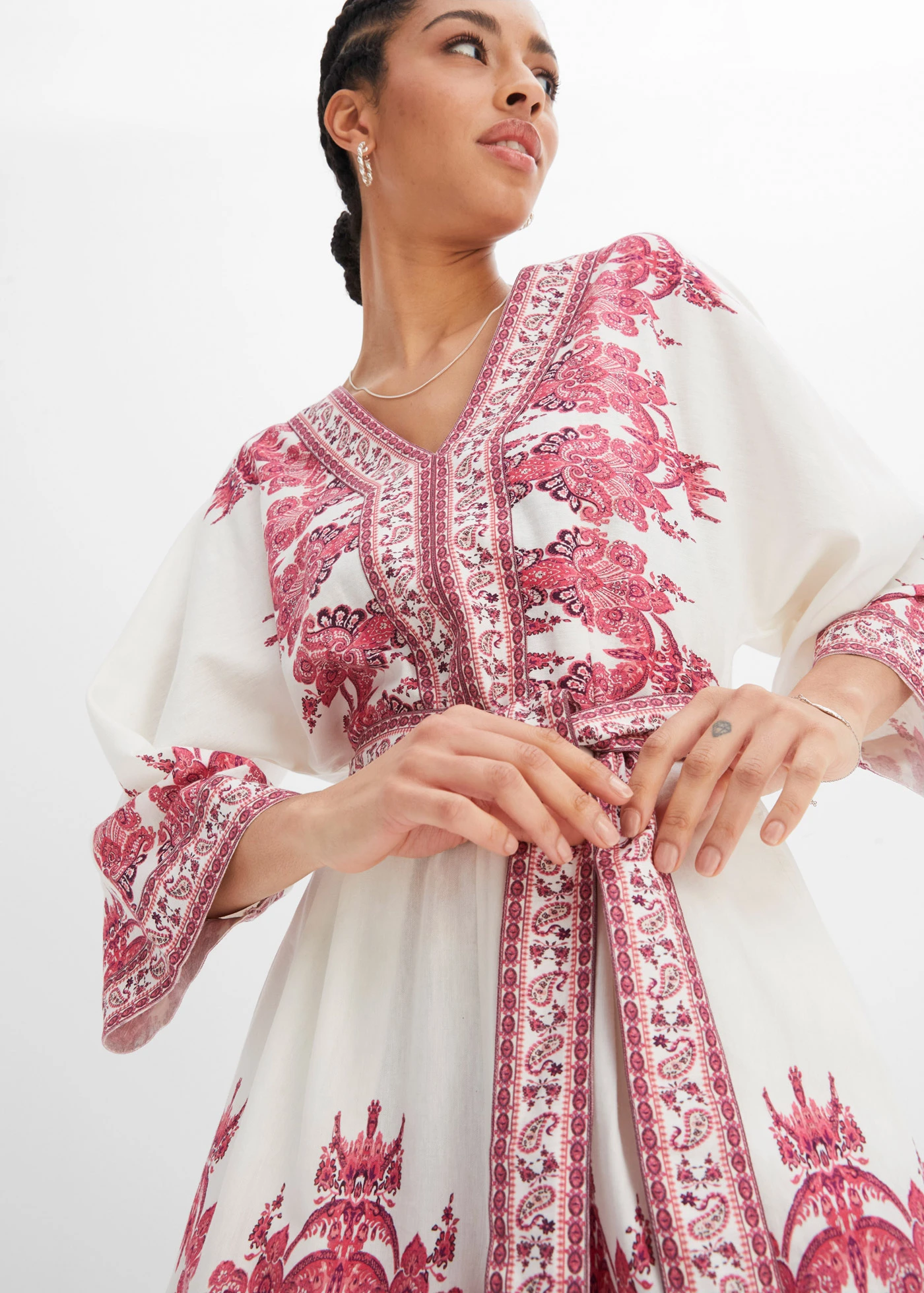 Overal s podílem lnu • béžová-pink • bonprix obchod