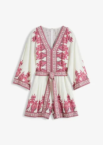 Overal s podílem lnu • béžová-pink • bonprix obchod